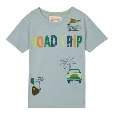 Boys' light blue 'Road Trip' applique t-shirt